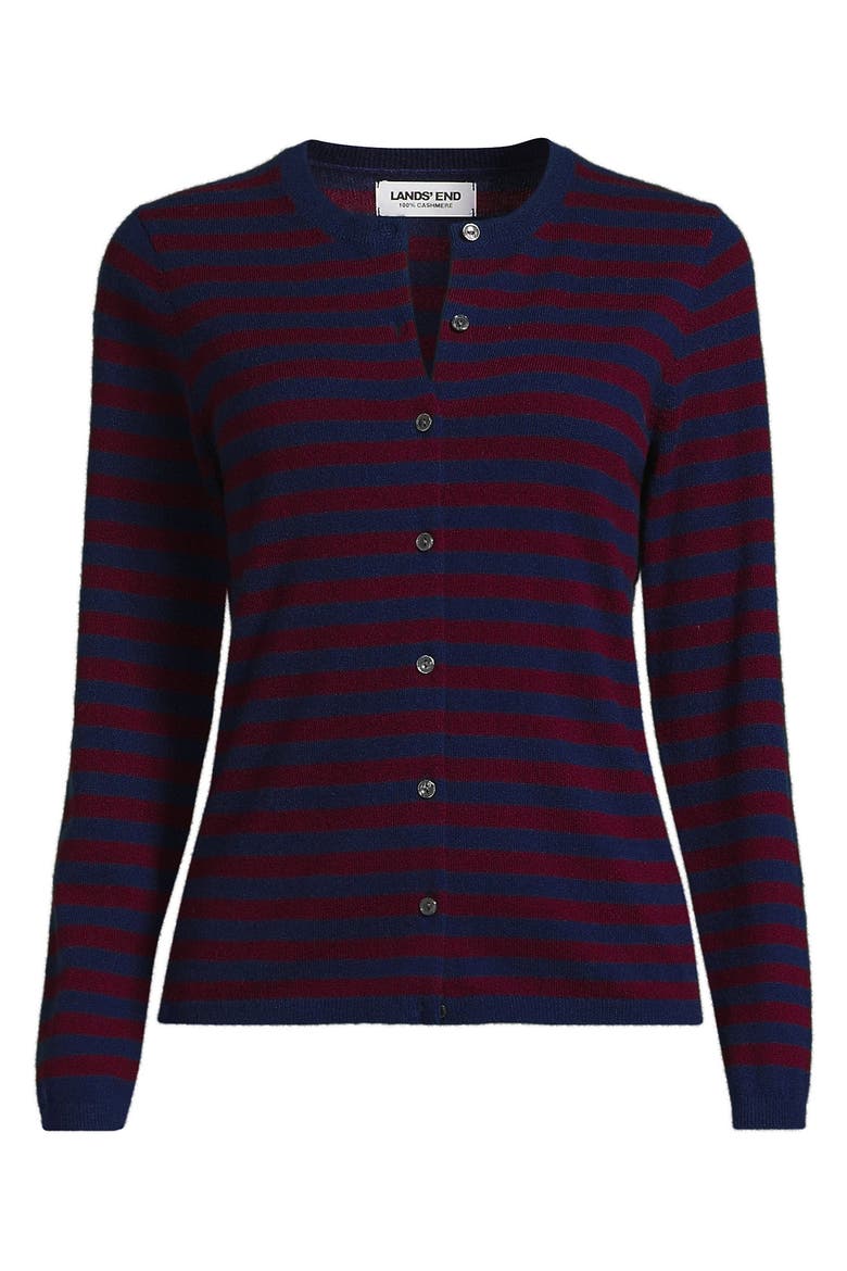 Cashmere Cardigan Sweater, Alternate, color, Deep Sea Navy/Burgundy Stripe