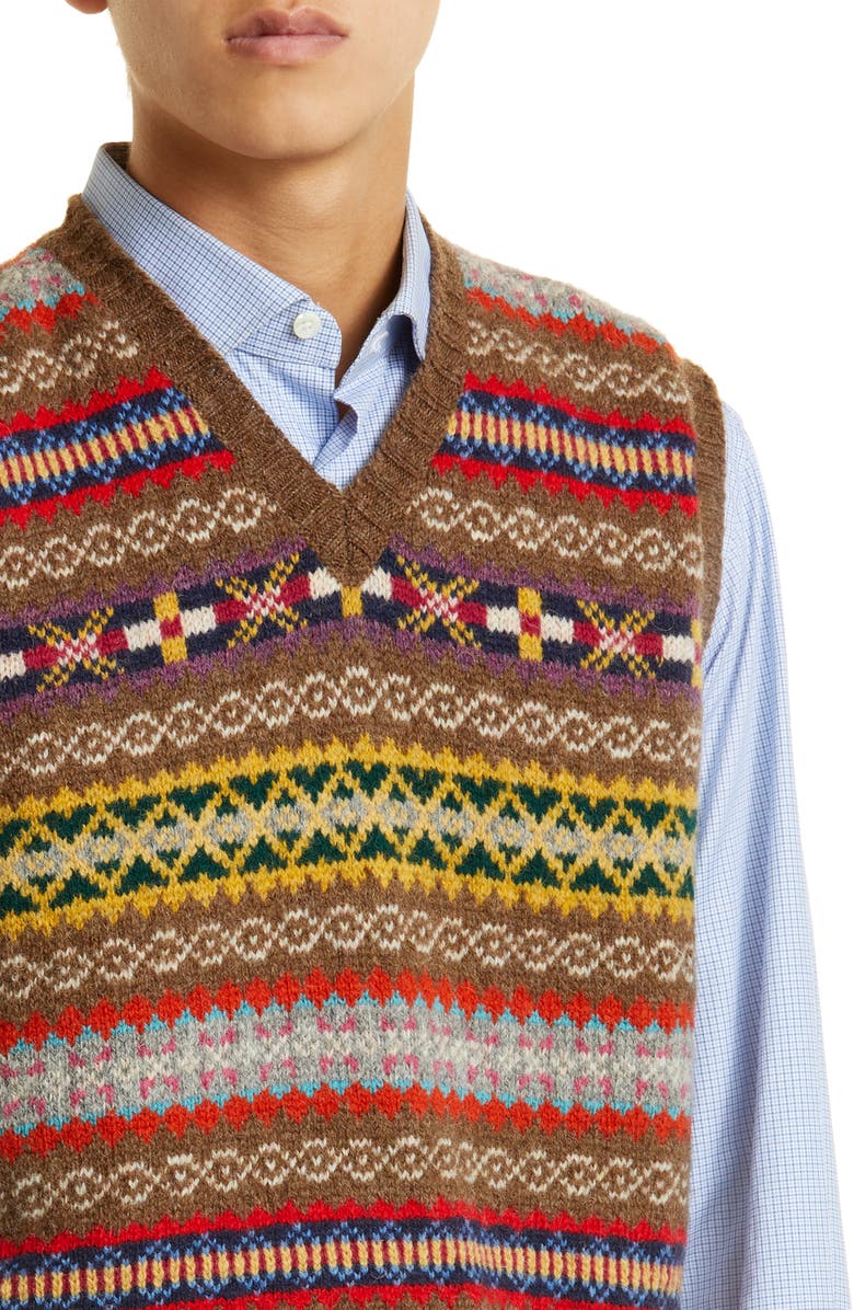 Drake's Men's Fair Isle V-Neck Wool Sweater Vest, Alternate, color, 