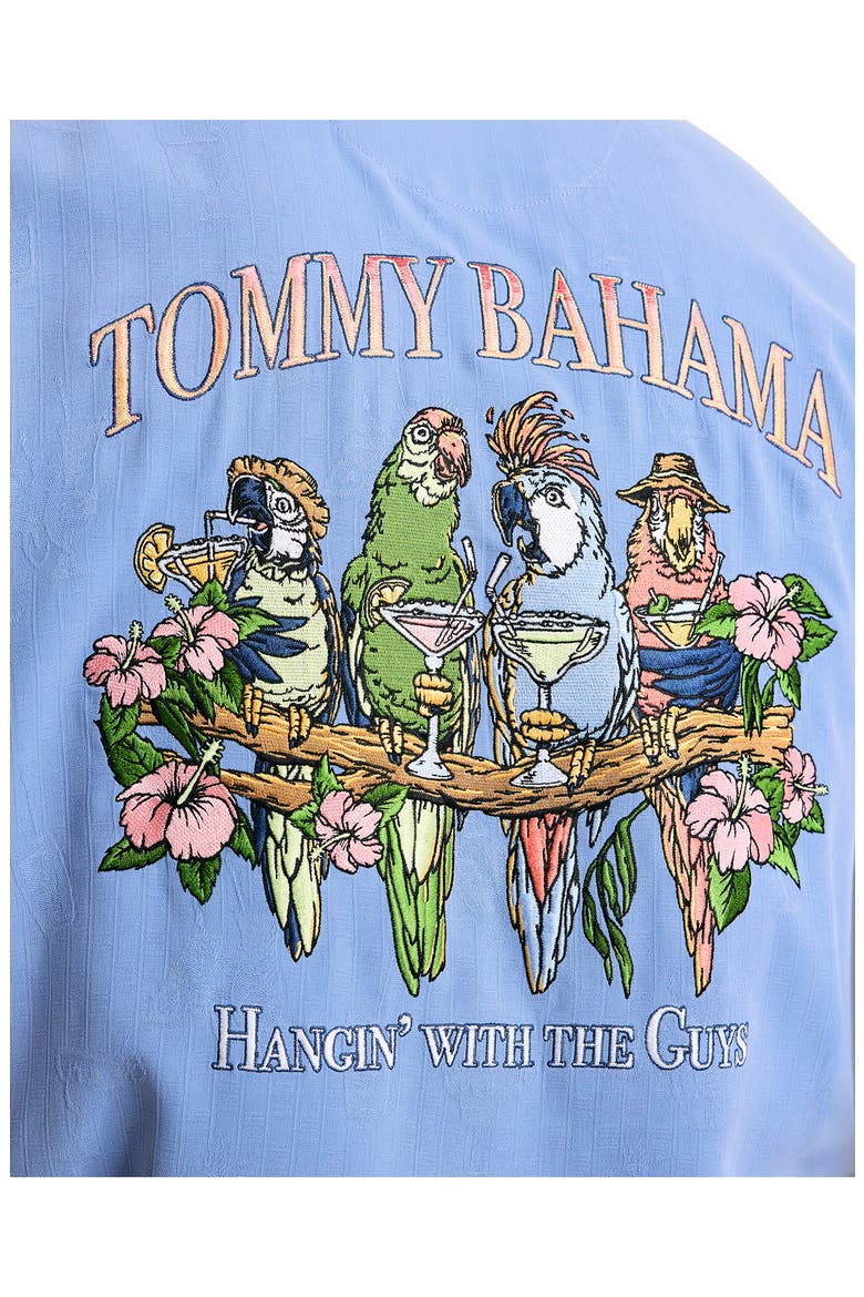 Hangin' with The Guys Embroidered Silk Camp Shirt, Alternate, color, FRENCH BLUE