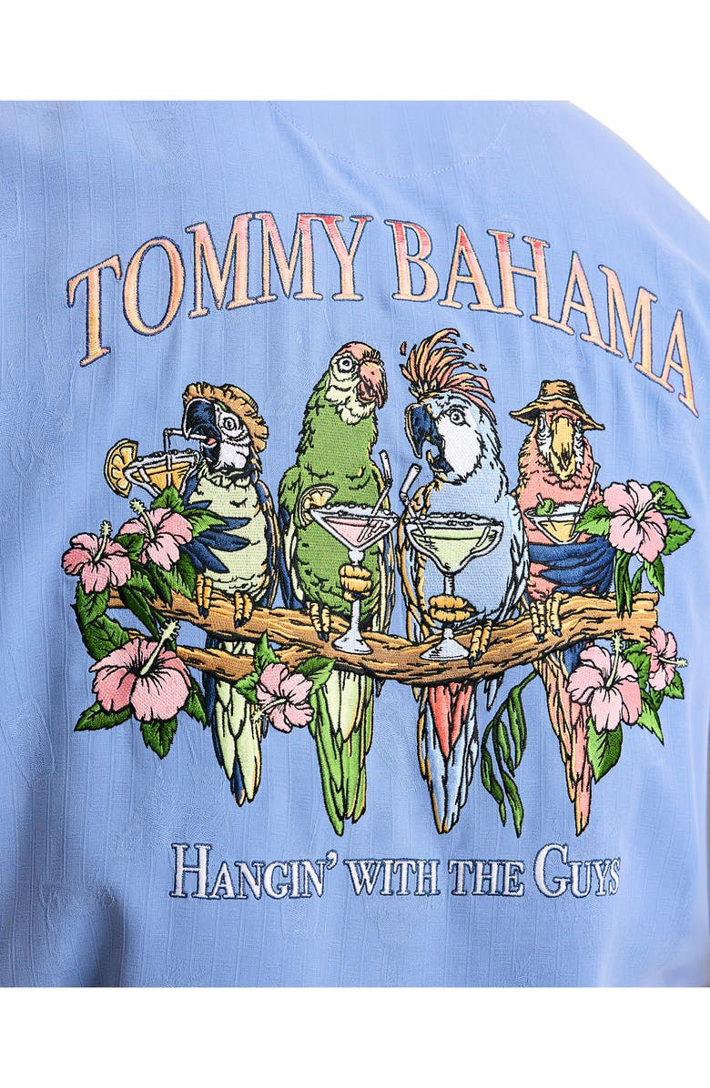 Tommy Bahama Hangin' with The Guys Embroidered Silk Camp Shirt, Alternate, color, French Blue
