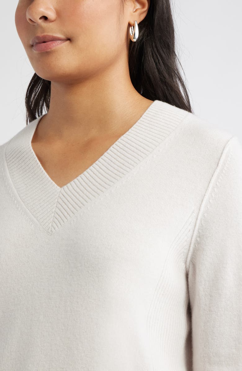 Caslon<sup>®</sup> V-Neck Wool & Cashmere Sweater, Alternate, color, Ivory Pristine Heather