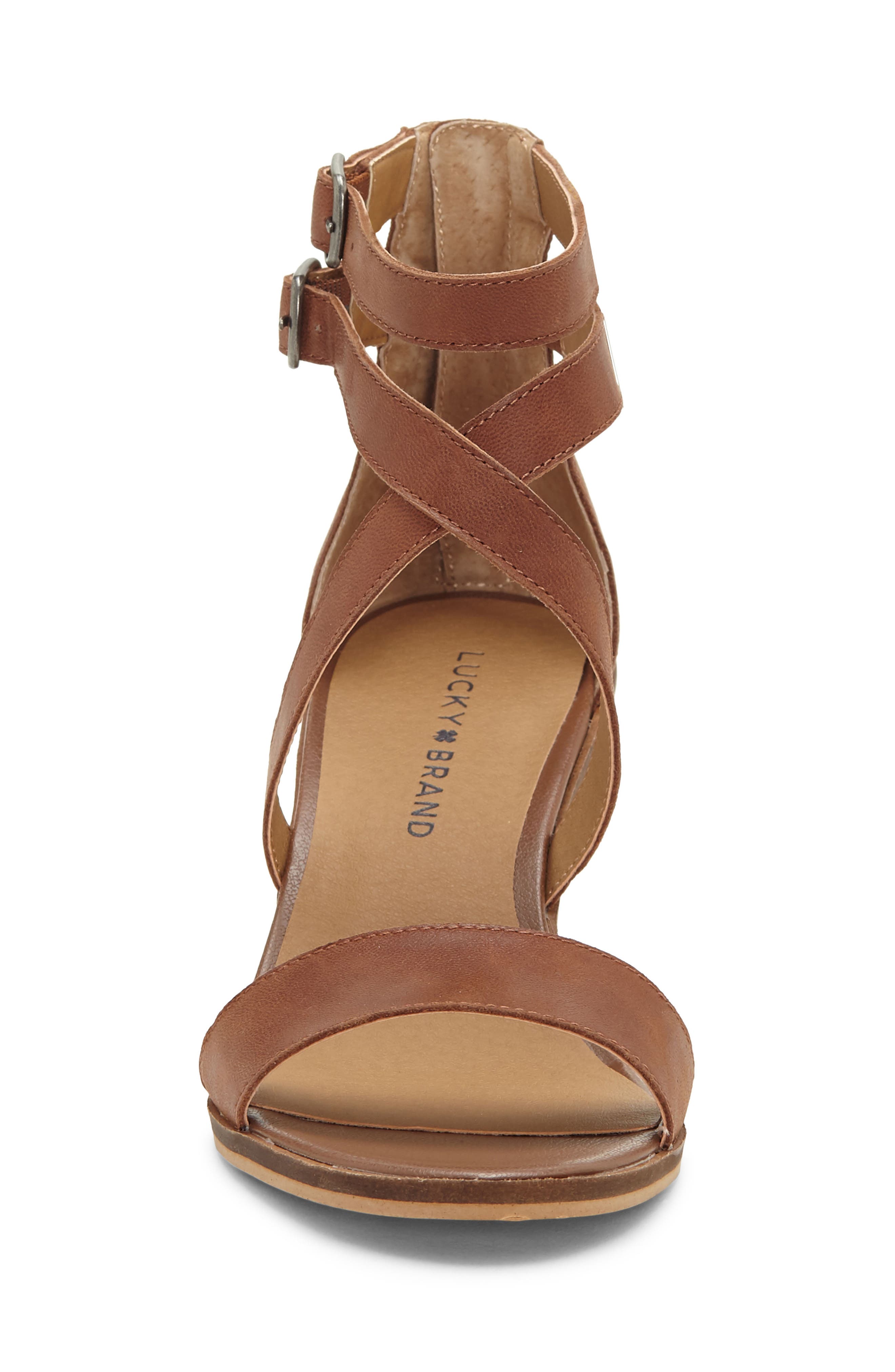 Lucky Brand Ressia Double Ankle Strap Sandal, Alternate, color, Toffee Leather