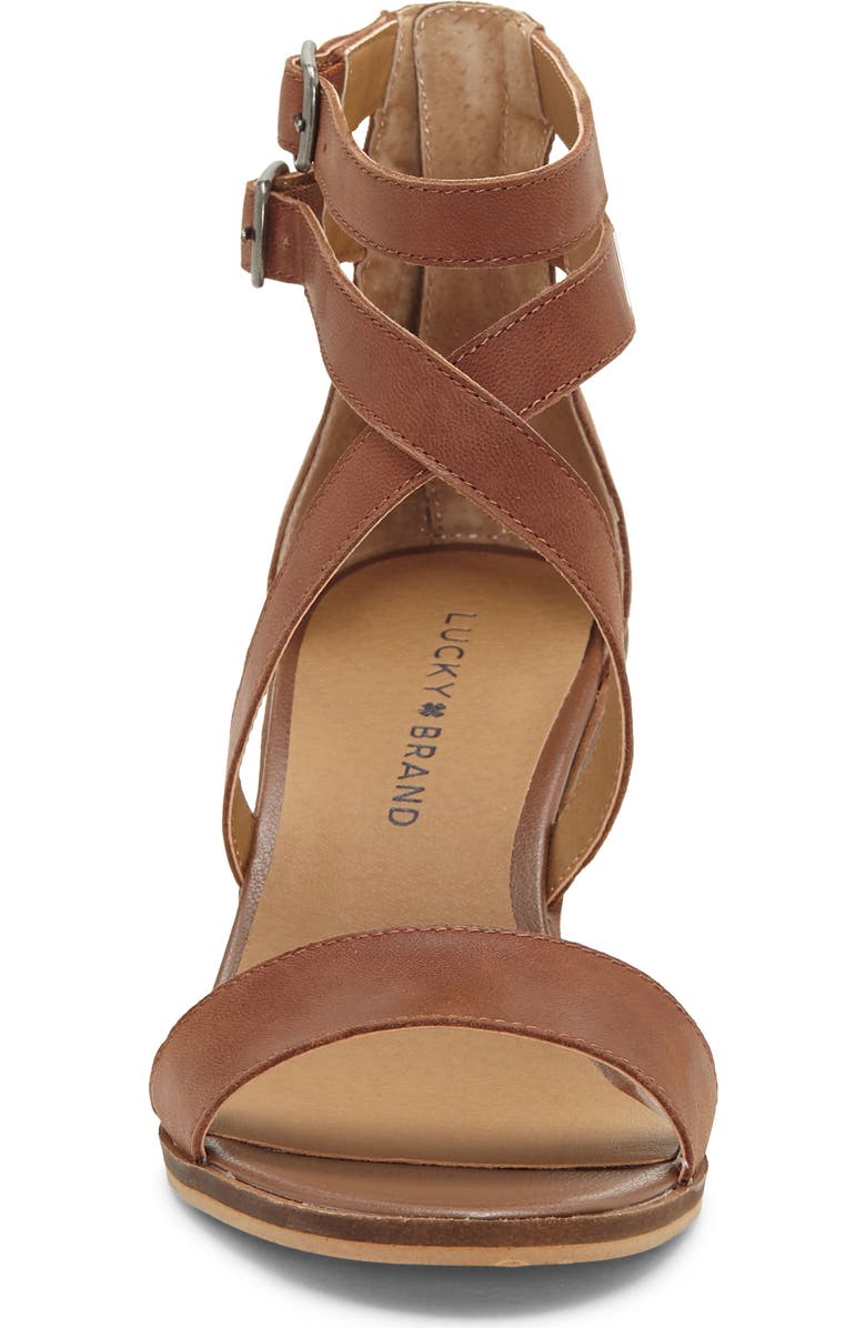 Lucky Brand Ressia Double Ankle Strap Sandal, Alternate, color, Toffee Leather