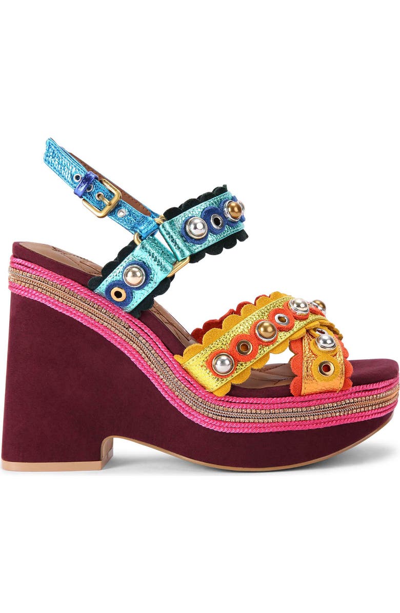 Kurt Geiger London Scalloped Stud Wedge Platform Sandal, Main, color,