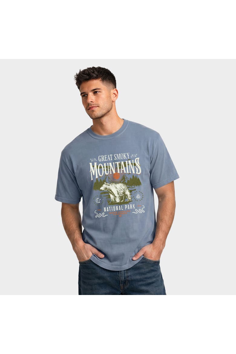 Great Smokey Mountains National Park Bear Garment Dyed T-Shirt, Alternate, color, Blue Jean