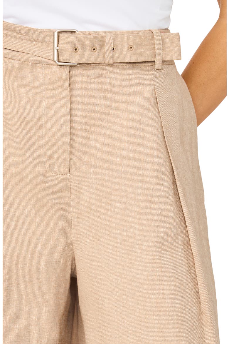 Belted Pleated Longer Length Shorts, Alternate, color, PEBBLE