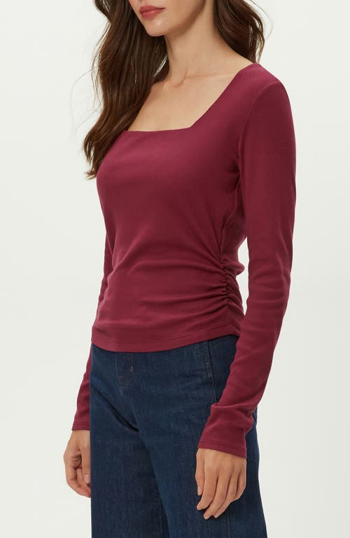 Michael Stars Sarah Long Sleeve Square Neck T-shirt In Red