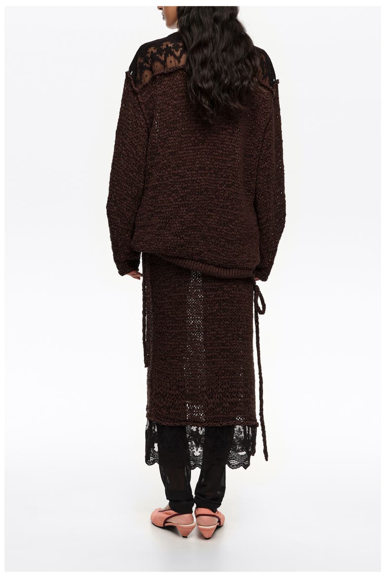 Lace Knit Skirt, Alternate, color, DARK BROWN