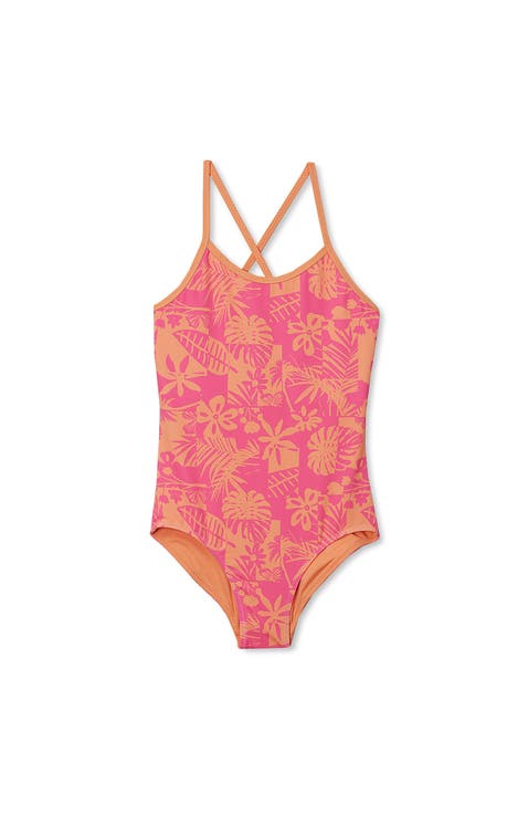 Girls Chlorine Resistant Reversible One Piece Swimsuit