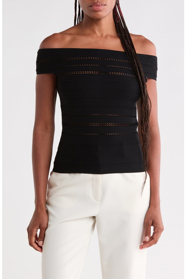 Alessia Off the Shoulder Knit Top, Main, color, BLACK