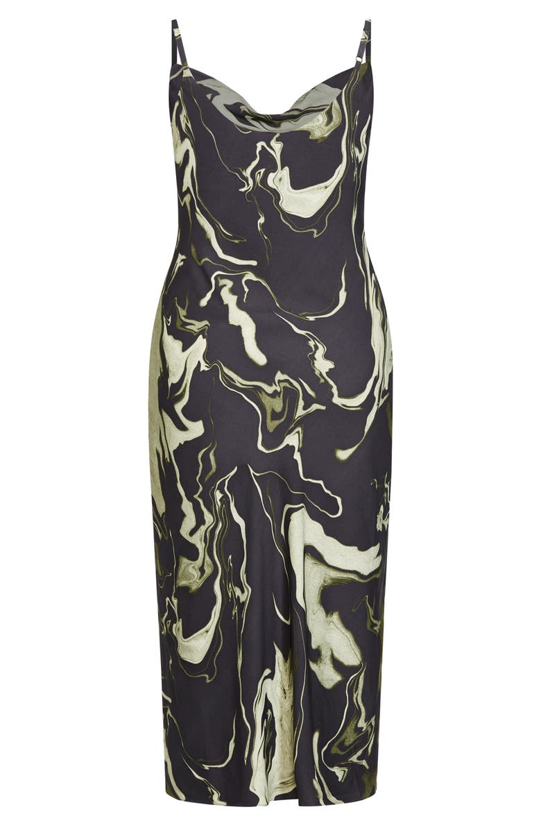 City Chic Avalie Marble Print Cowl Neck Midi Dress, Alternate, color, 