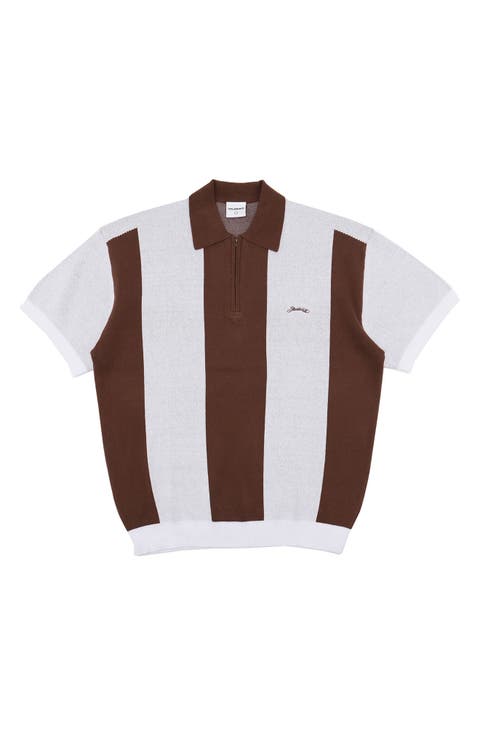 Umpire Stripe Half Zip Polo