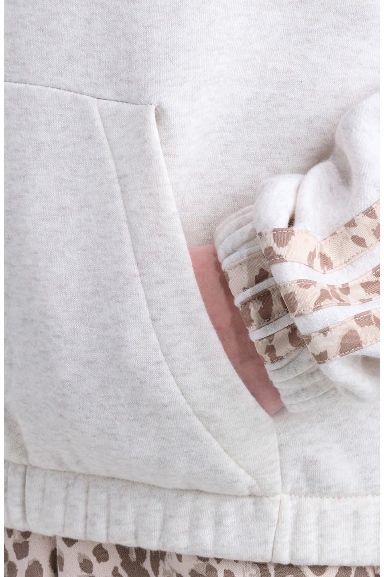Kids' 3-Stripes Fleece Hoodie, Alternate, color, TAN HEATHER