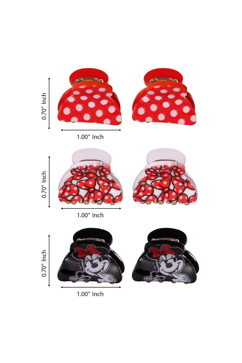 Minnie Mouse Hair Clips Claw Small 6-Piece Set Official License, Alternate, color, Red