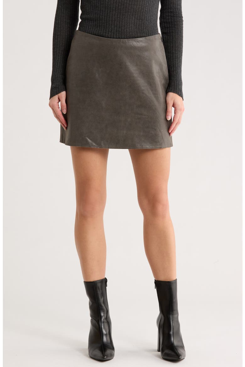 Alma Leather Miniskirt, Main, color, DISTRESSED LEATHER