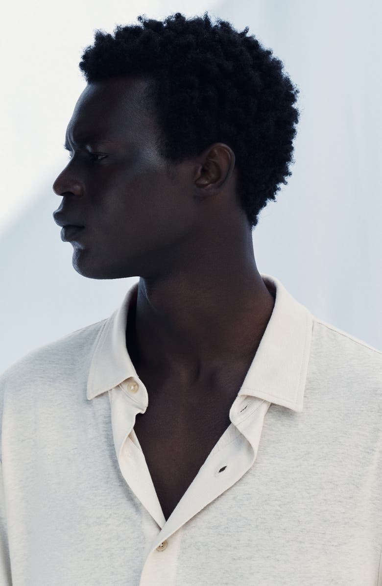 MANGO Regular Fit Short Sleeve Linen Blend Button-Up Shirt, Alternate, color, Ivory White