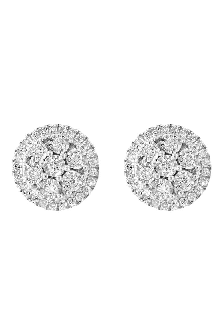 Diamond Cluster Stud Earrings, Alternate, color, SILVER