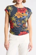 T Tahari Cuffed Short Sleeve Ruched T-Shirt
