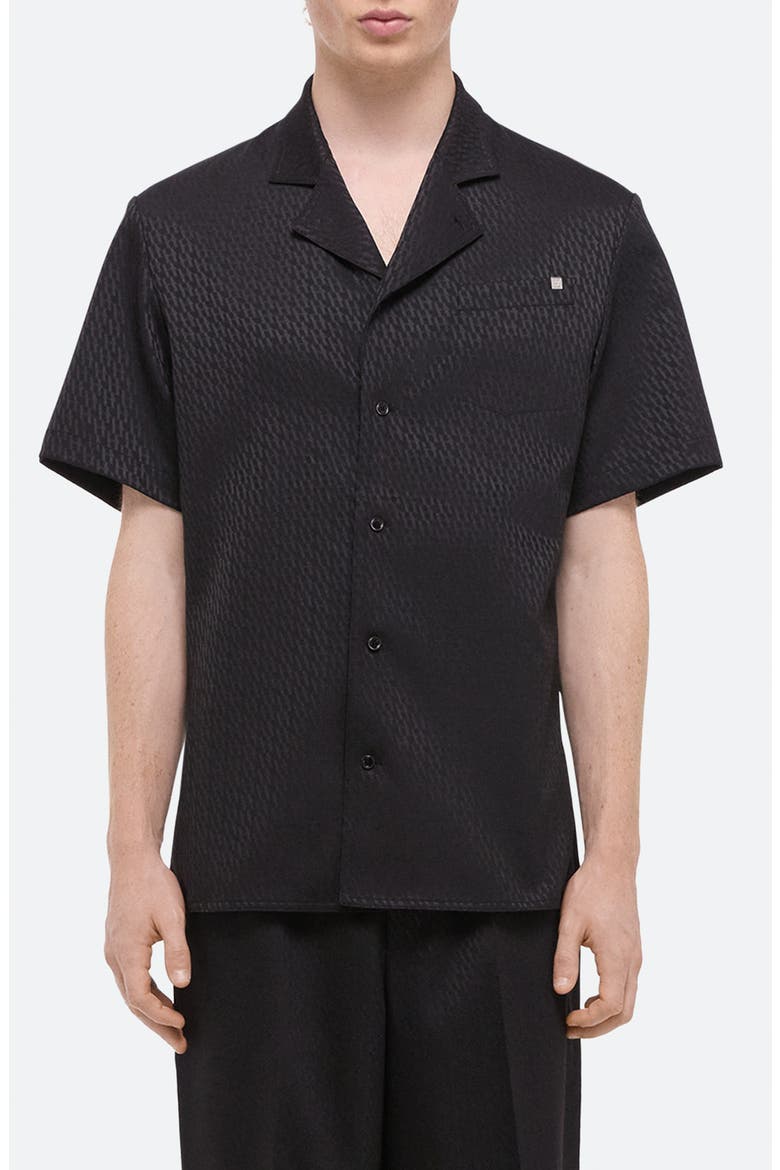 Modest Jacquard Satin Camp Shirt, Main, color, BLACK/ BLACK