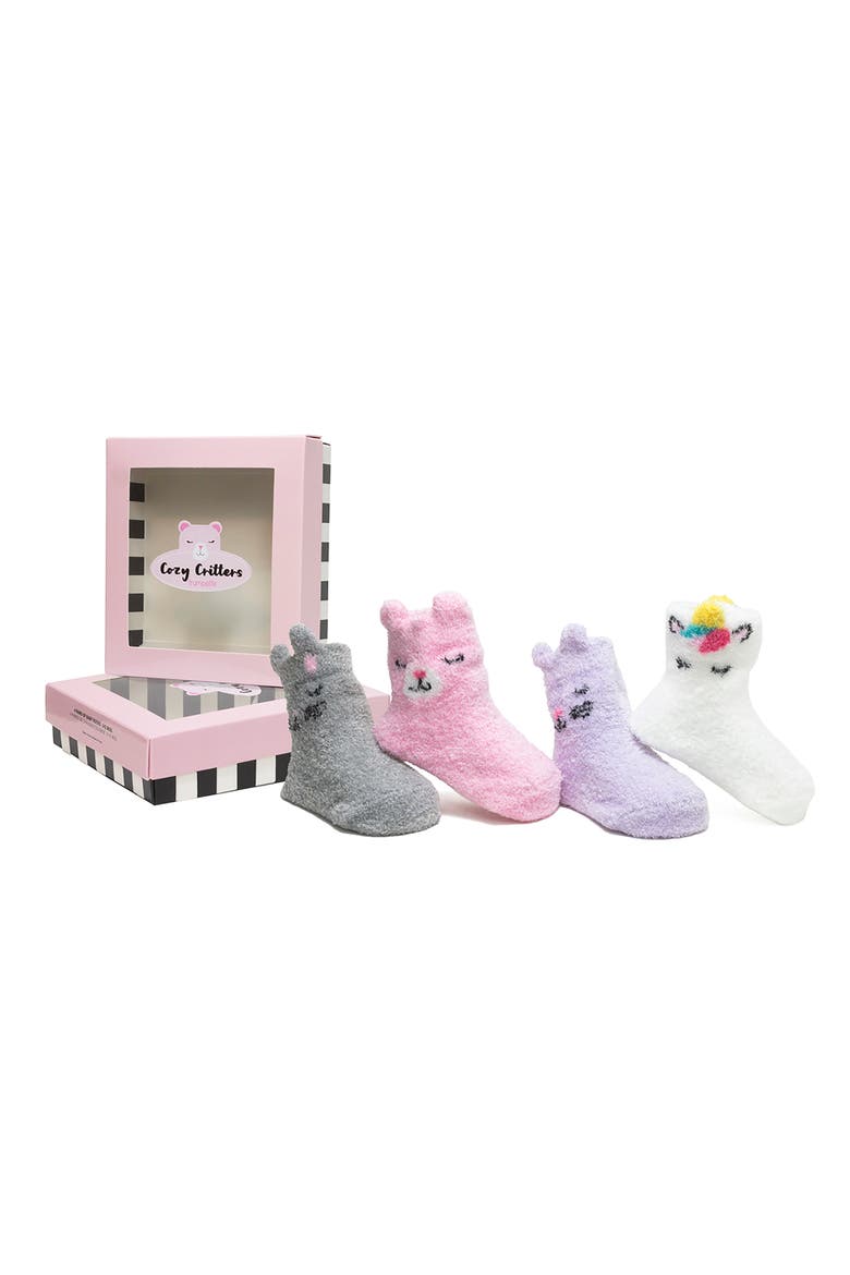 Cozy Critters Assorted 4-Pack Socks, Main, color, ASSORTED PASTELS