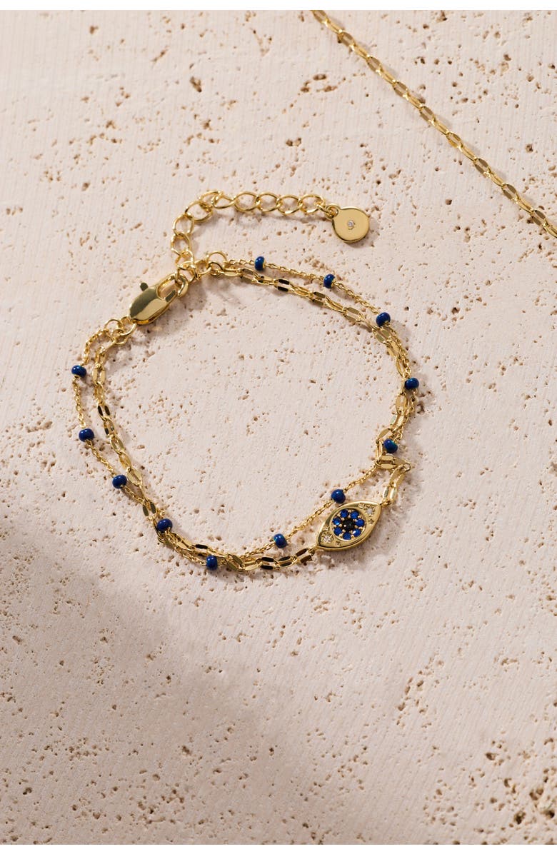 Alex and Ani Festival 2 strand Evil eye bracelet, Alternate, color, Gold