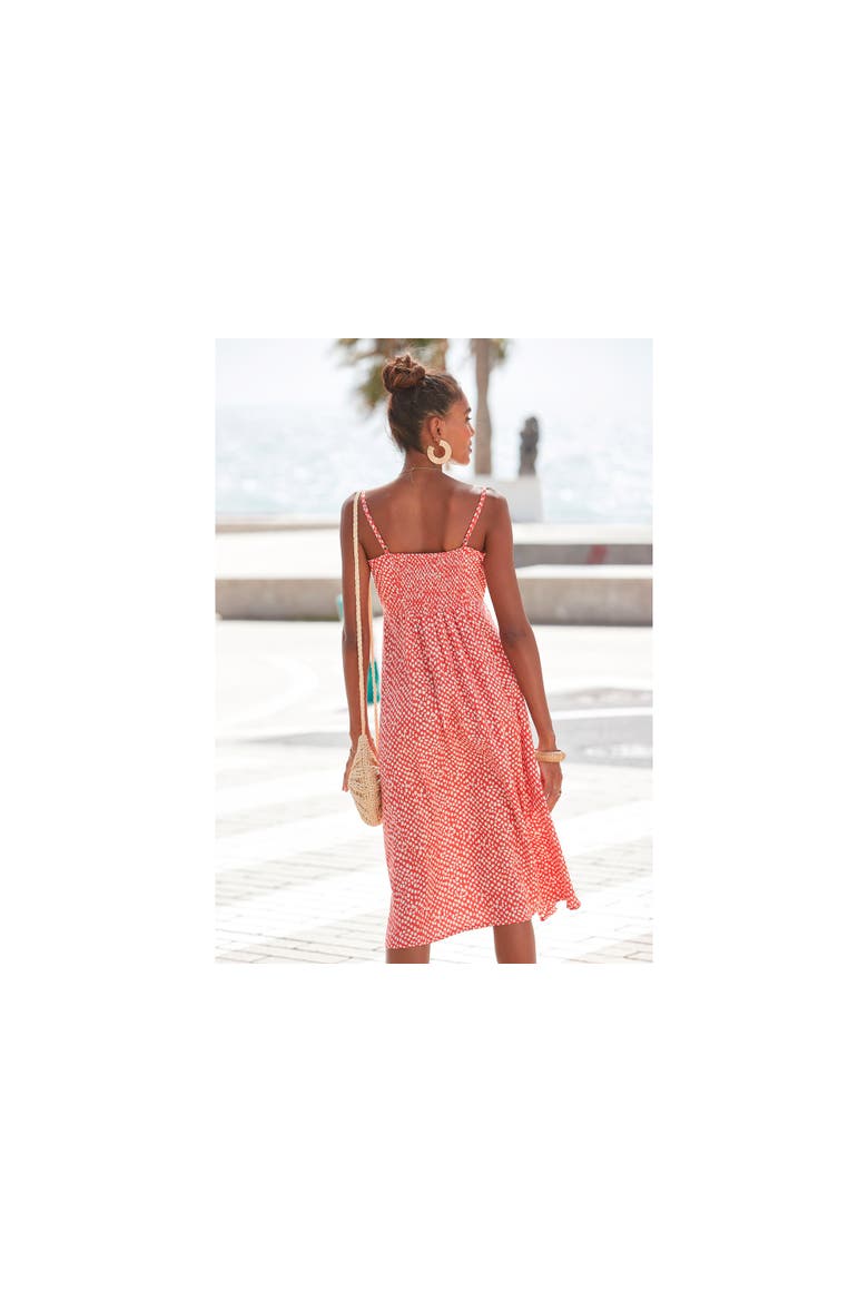 Button Up Panel Dress, Alternate, color, Red Ivory