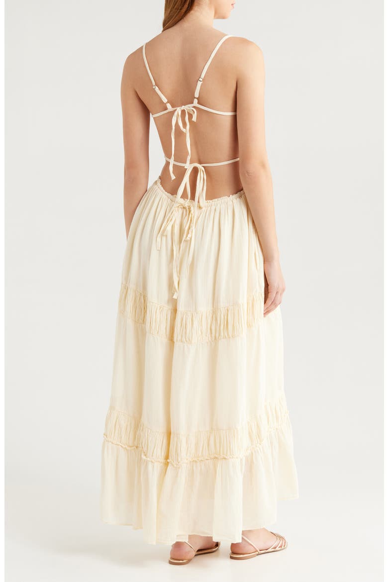 Taking Sides Tiered Cotton Maxi Dress, Alternate, color, WET PLASTER