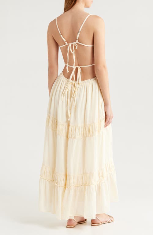 Free People Taking Sides Tiered Cotton Maxi Dress In Wet Plaster