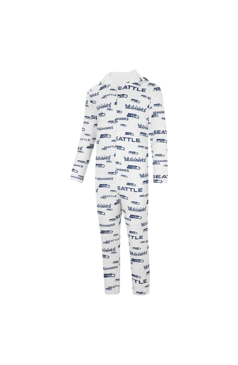 CONCEPTS SPORT Men's Concepts Sport White Seattle Seahawks Allover Print Docket Union Full-Zip Hooded Pajama Suit, Alternate, color, 