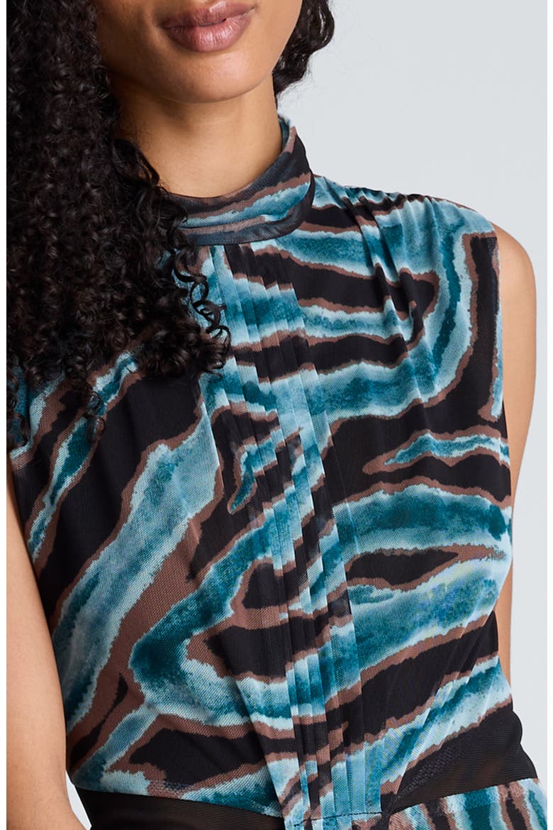 Pleated Bodice Maxi Dress, Alternate, color, TEAL DUSK MULTI