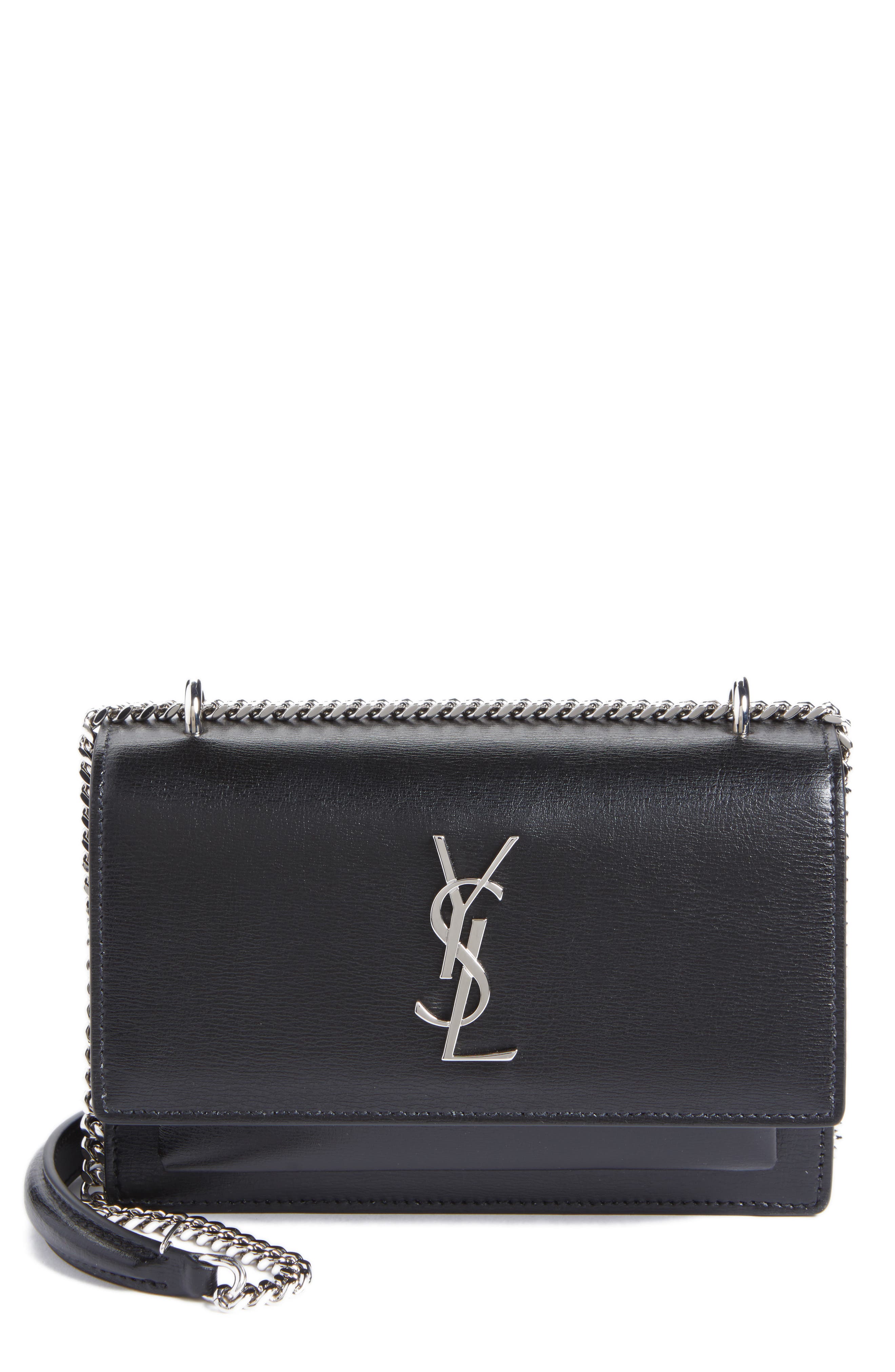 Sunset Leather Wallet on a Chain, Main, color, NOIR