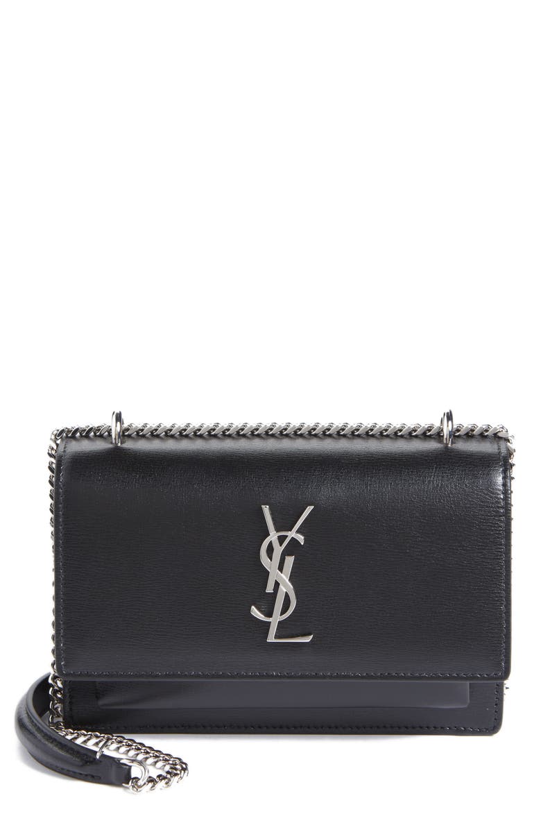 Saint Laurent Sunset Leather Wallet on a Chain, Main, color, 