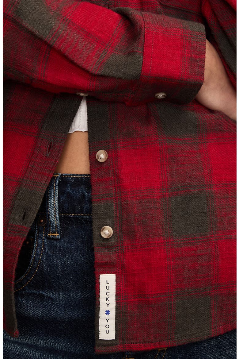 Clyde Plaid Coton Flannel Button-Up Shirt, Alternate, color, RED BUFFALO CHECK