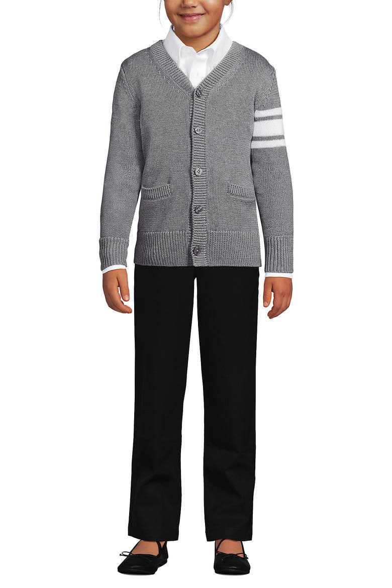 School Uniform Kids Legacy Varsity Cardigan, Main, color, Varsity Stripe/Pewter Heather