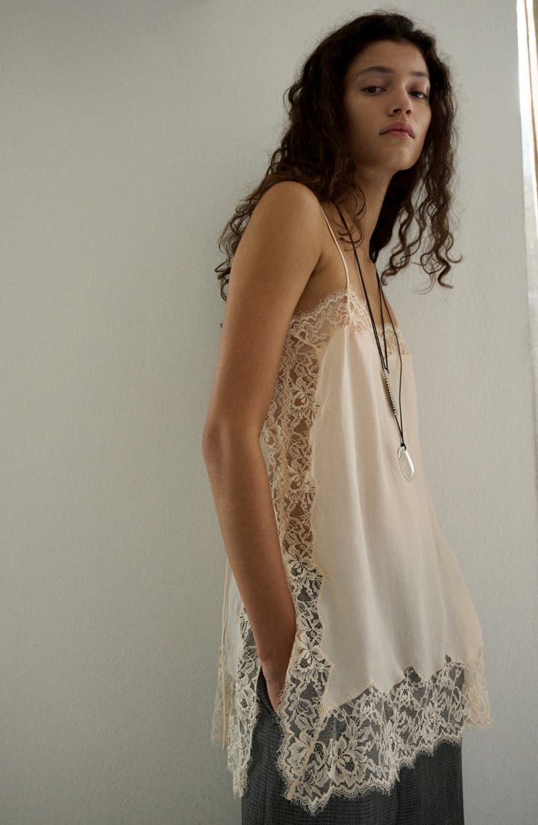 MANGO Lace Trim Camisole, Alternate, color,
