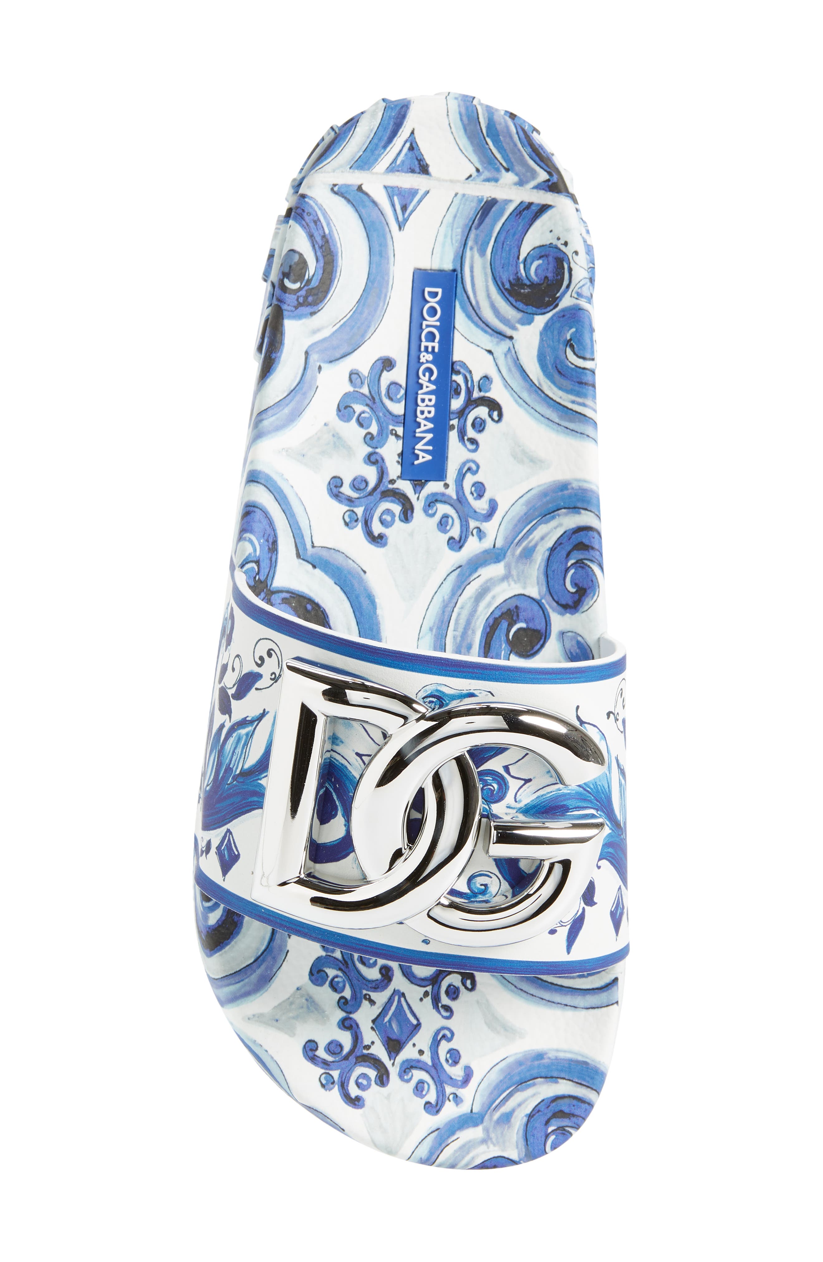 Dolce&Gabbana Logo Majolica Print Slide Sandal, Alternate, color, 