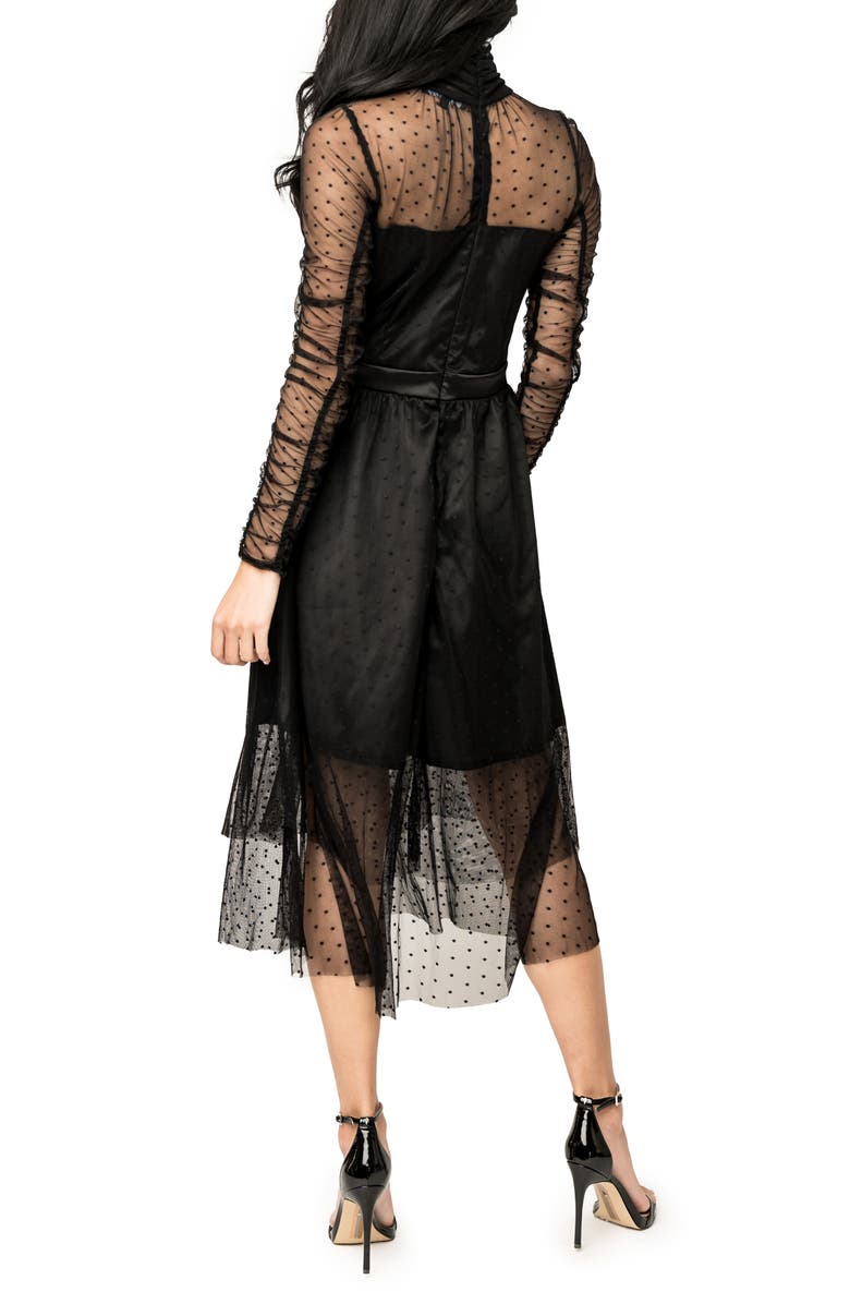 GIBSONLOOK Swiss Dot Long Sleeve Midi Dress, Alternate, color, 