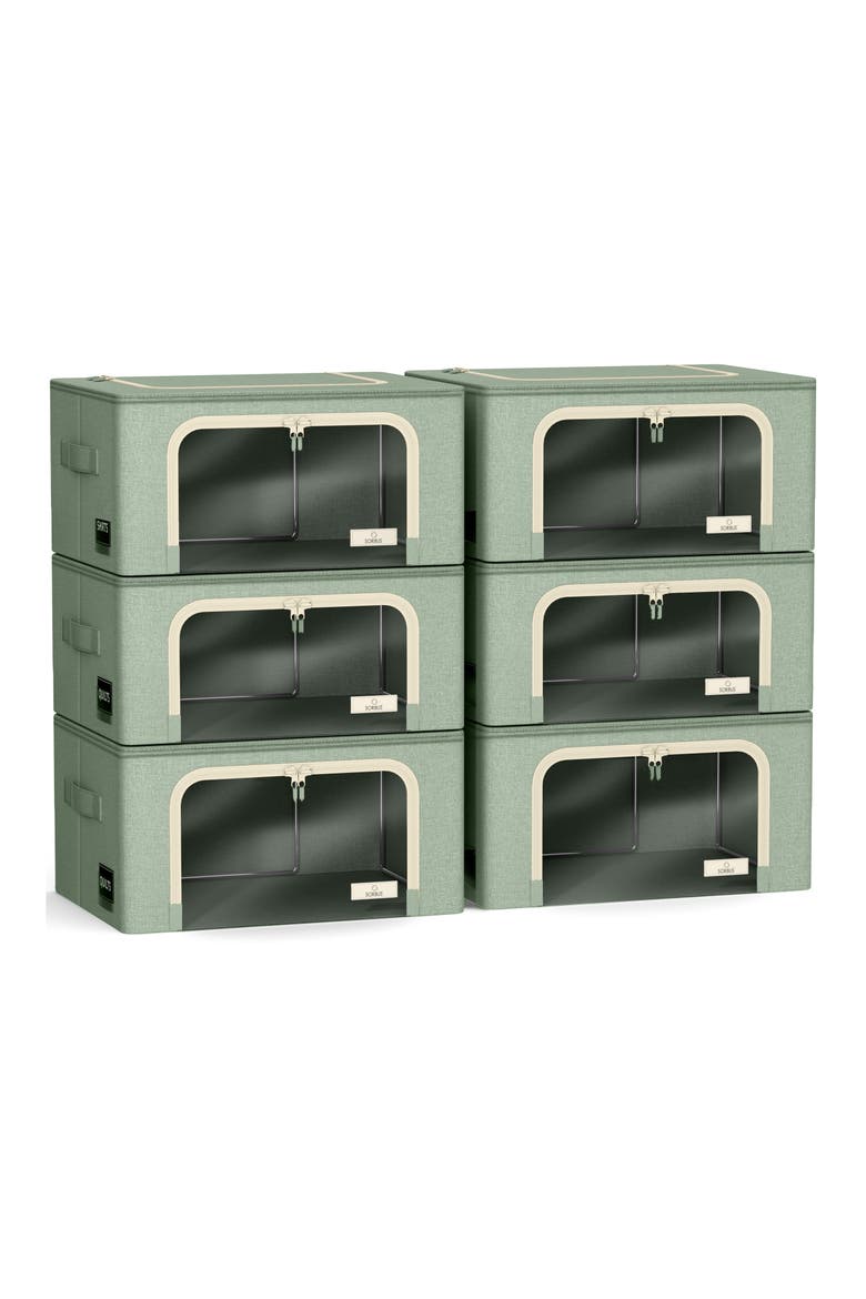 Set of 6 Small Foldable Storage Bins, Main, color, TEAL
