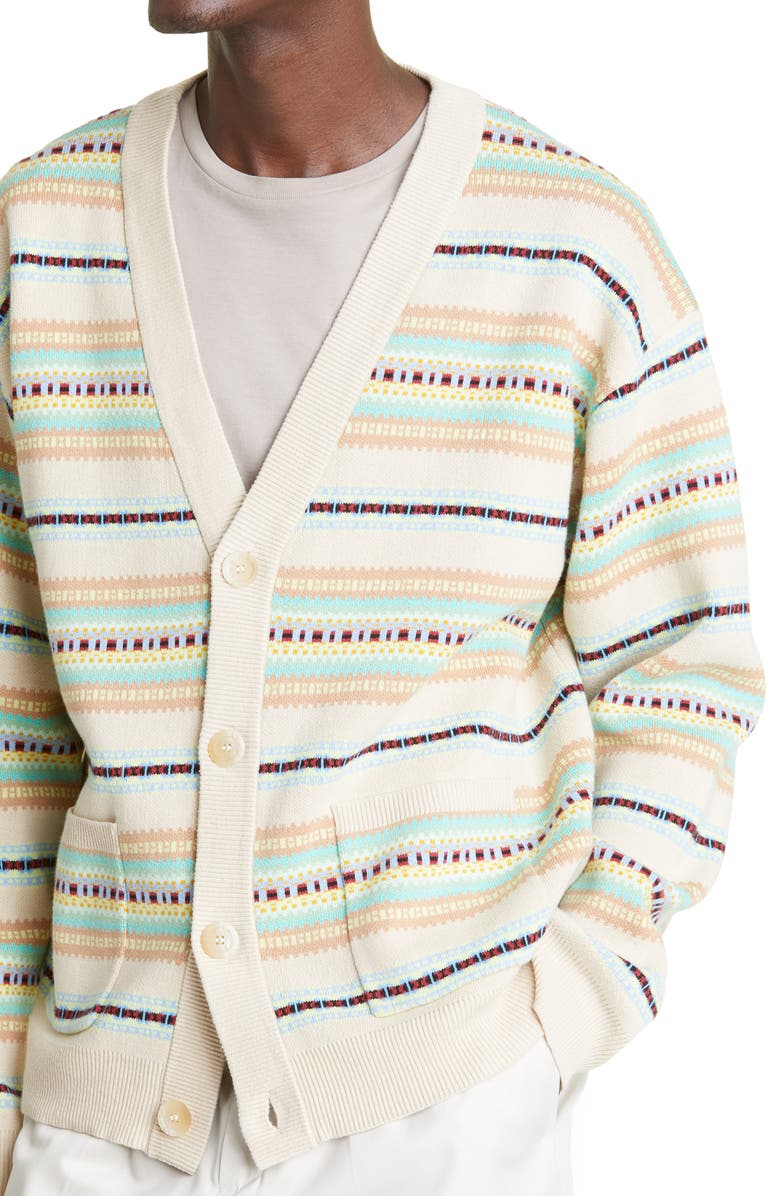 John Elliott Men's Nogales Stripe Cardigan, Alternate, color, 