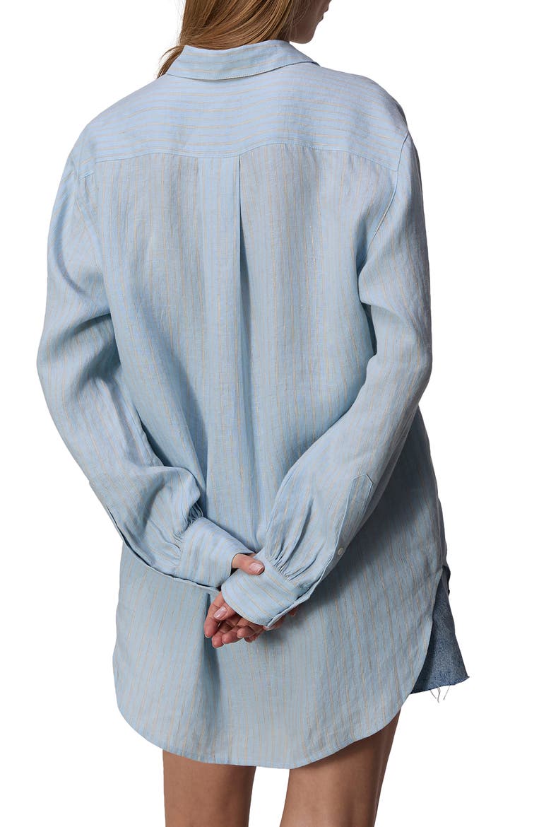 Maxine Stripe Linen Button-Up Shirt, Alternate, color, BLUE STRIP