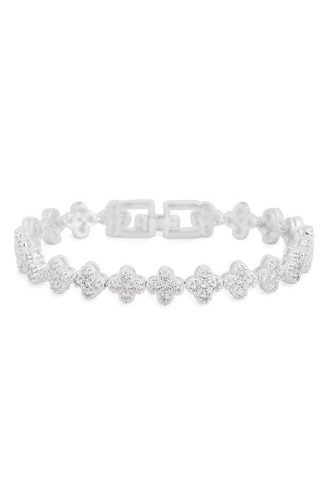 CZ Clover Station Tennis Bracelet