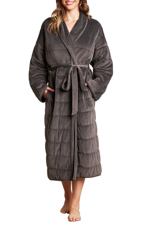 Barefoot Dreams Luxechic Quilted Shawl-collar Blanket Robe In Carbon