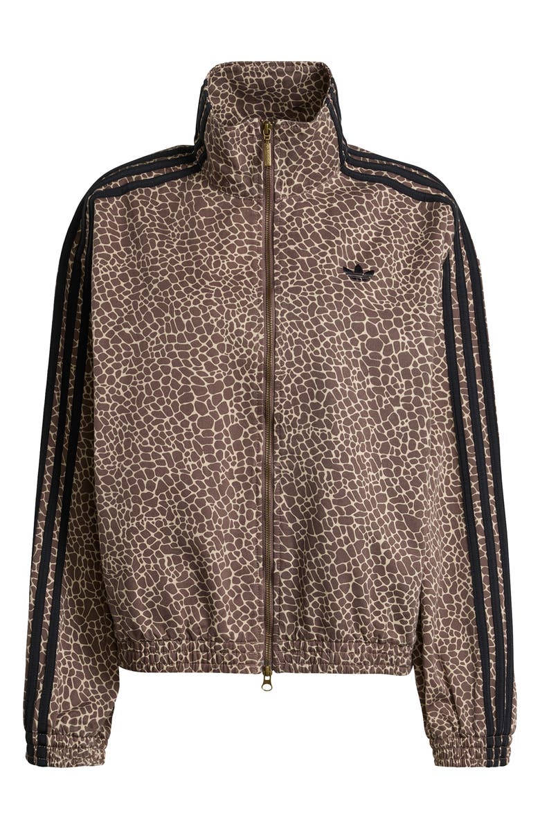 adidas Originals Firebird Animal Print Denim Track Jacket, Alternate, color, Earth Strata/ Stone Khaki