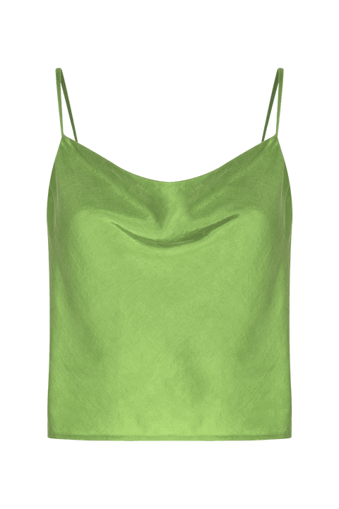 Amman Cowl-Neck Silky Crop Tank