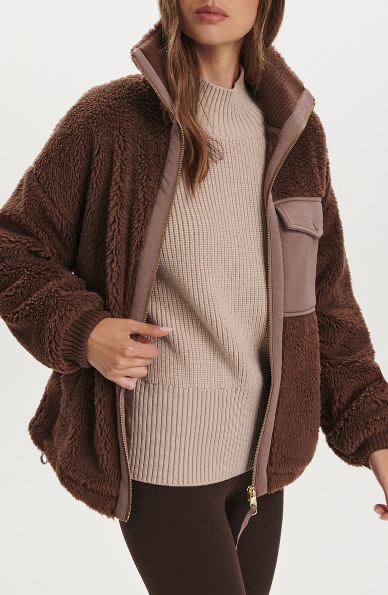 Varley Lowell Faux Shearling Jacket, Alternate, color, Carafe