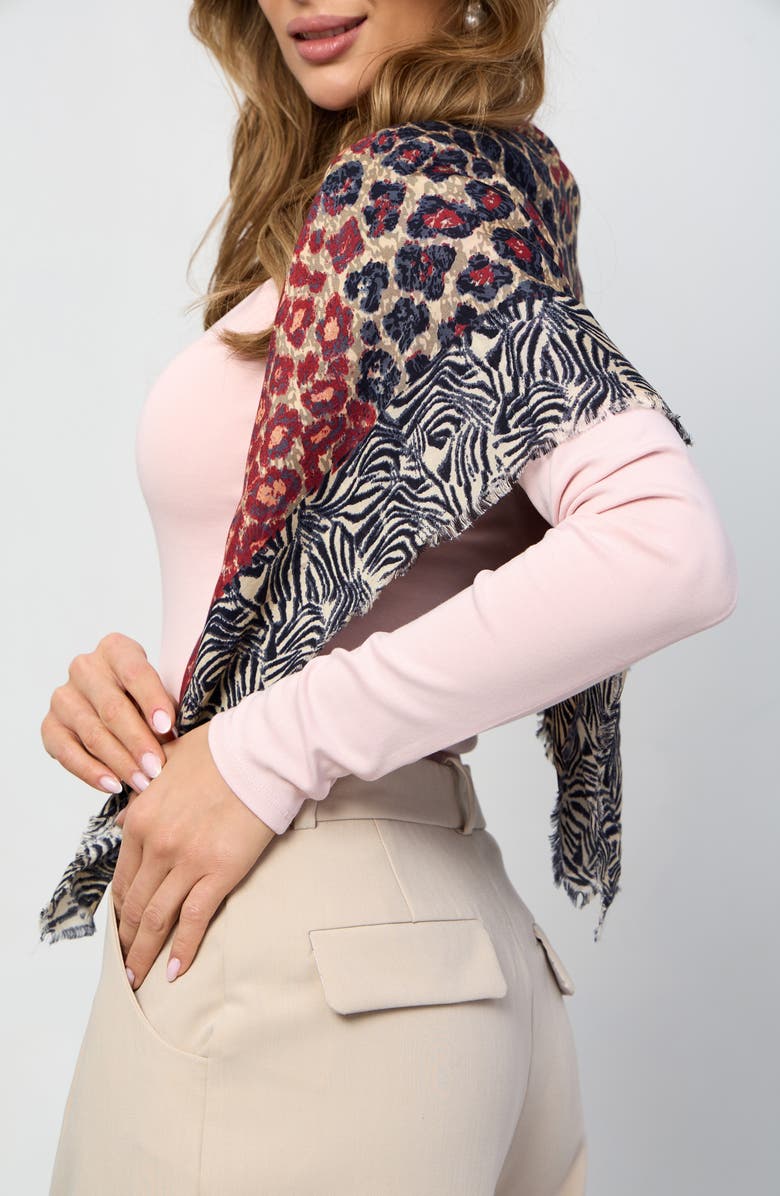 SAACHI Mixed Animal Print Bandana Scarf, Alternate, color, Multi