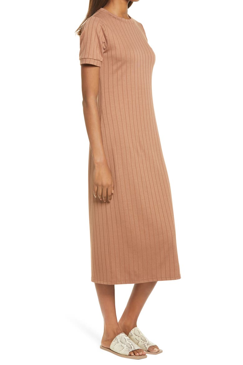 The Romie Ribbed Midi T-Shirt Dress, Alternate, color, TOFFEE