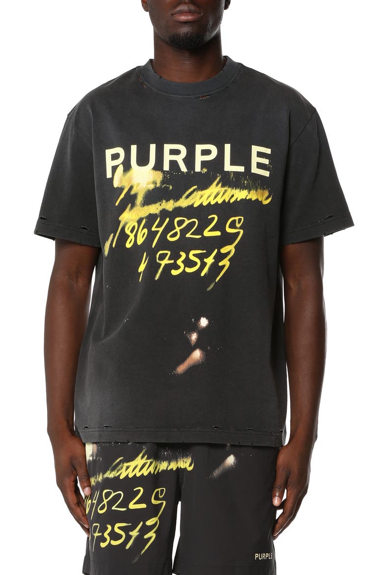 Distressed Heavyweight Cotton Jersey Graphic T-Shirt, Main, color, BLACK