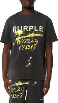 PURPLE BRAND Distressed Heavyweight Cotton Jersey Graphic T-Shirt