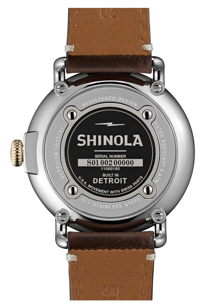 The Runwell Leather Strap Watch, 41mm, Alternate, color, WHITE/ COFFEE BROWN